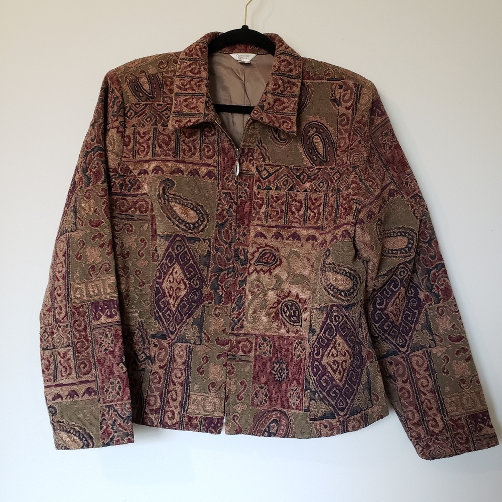 Christopher & Banks Blazer Jacket Tapestry Design